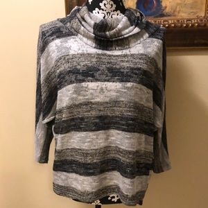 🇺🇸 Status Cowl Neck, dolman sleeved Metallic & Gray sweater